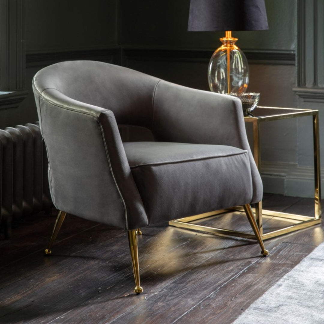 Barletta Armchair Grey Velvet