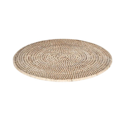 Paume Rattan Round Placemat White Wash