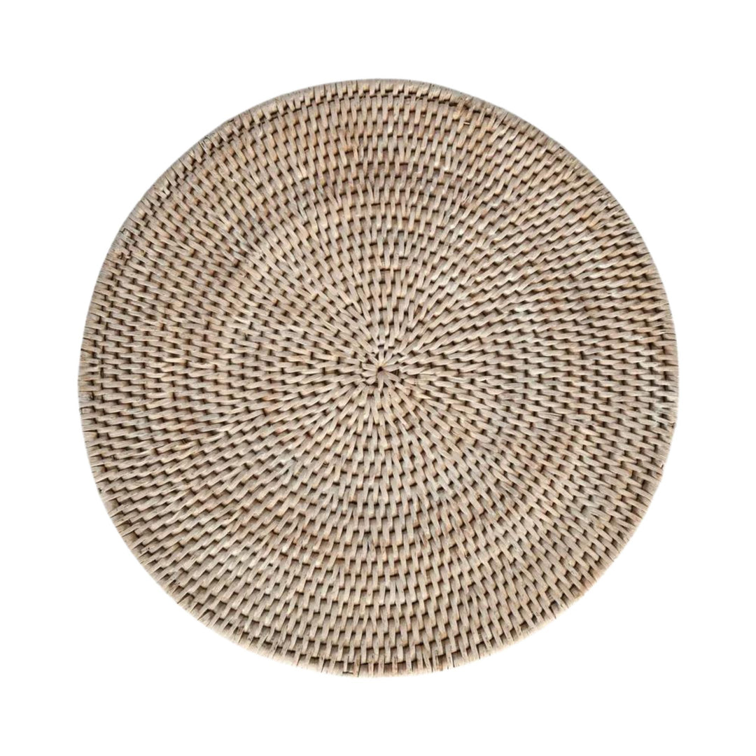 Paume Rattan Round Placemat White Wash