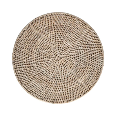 Paume Rattan Round Placemat White Wash