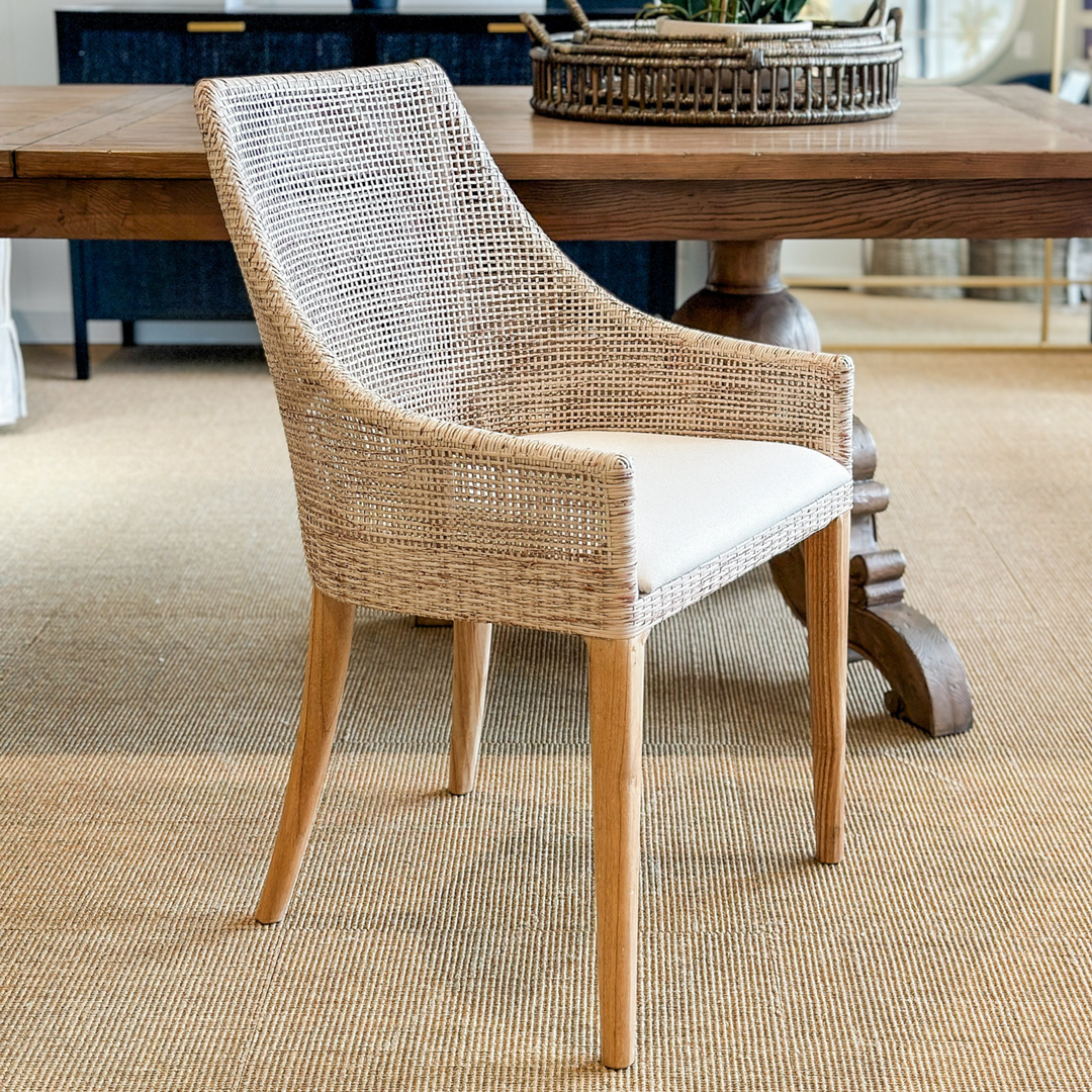 Charlotte Rattan Dining Chair Natural Whitewash