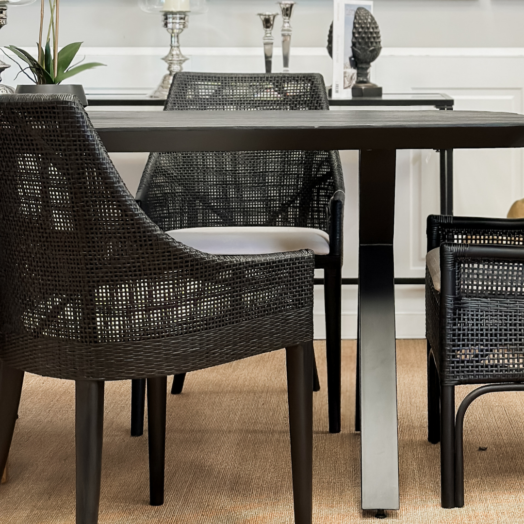 Charlotte Rattan Dining Chair Black