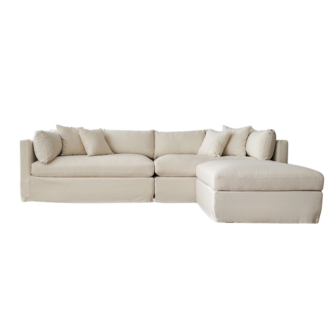 Marbella Modular 4 Seater Sofa Ivory Reversible Ottoman Chaise