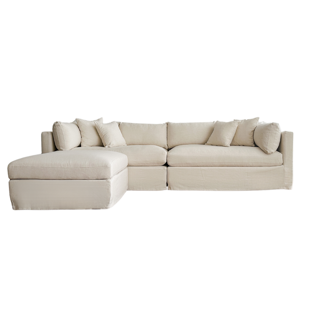 Marbella Modular 4 Seater Sofa Ivory Reversible Ottoman Chaise