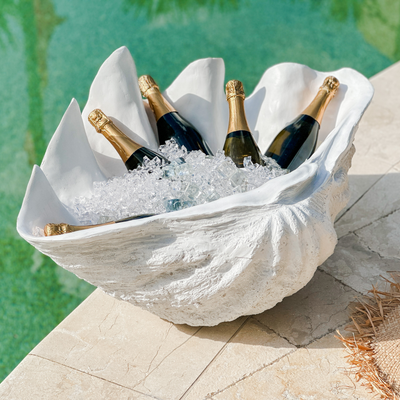 Claudia Clam Shell Ice Bucket in White 84 cm (Waterproof)