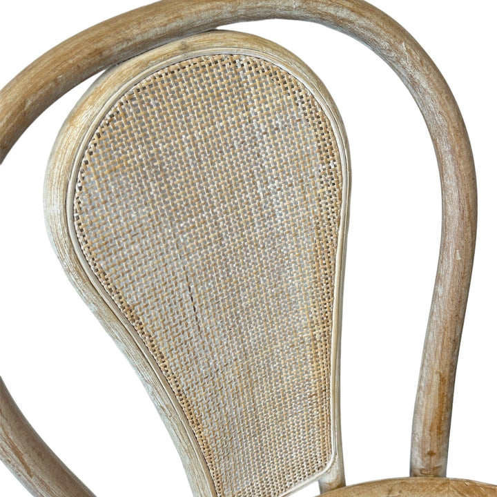 Round Rattan Back Elm Wood Dining Chair Natural