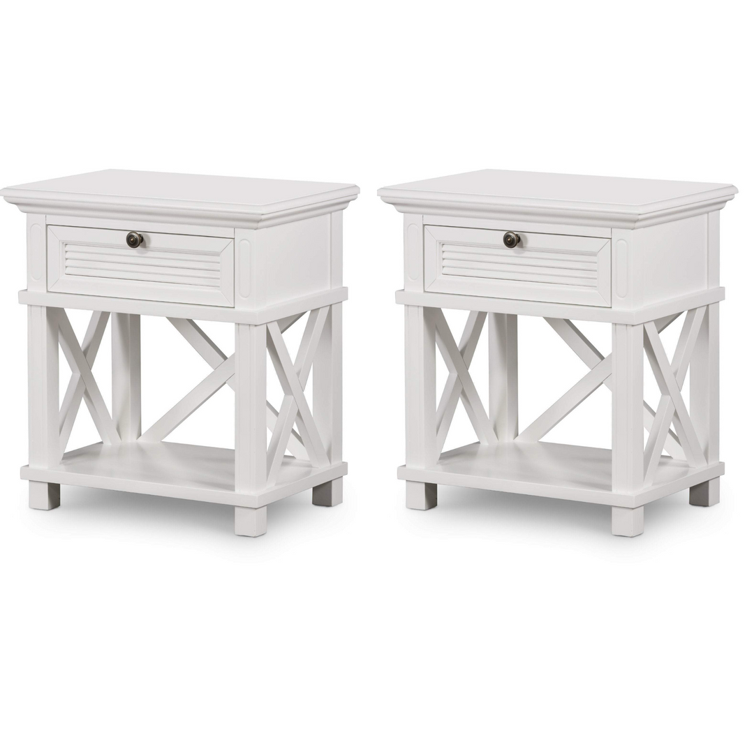 West Beach Hamptons Bedside Table W/Drawer White