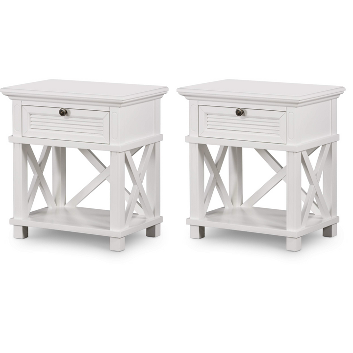 West Beach Hamptons Bedside Table W/Drawer White