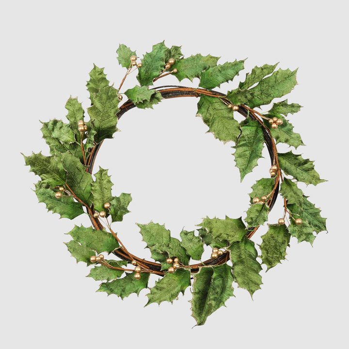 Elive Green Velvet Holly Wreath