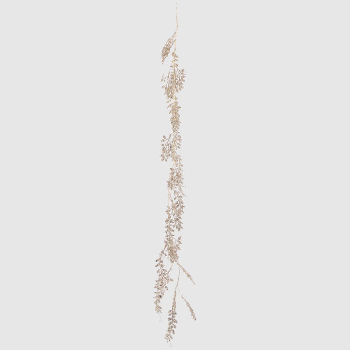 Glitter Leaf and Crystal Berry Garland Gold
