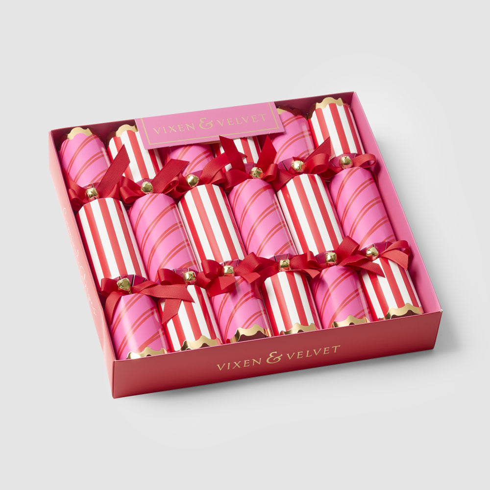 Carnival Stripe Crackers Red & Pink – Box of 6