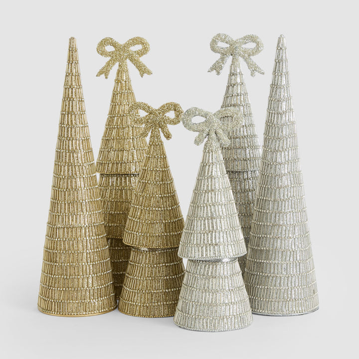 Tiffany Bugle Bead Tiered Cone Tree Large Silver