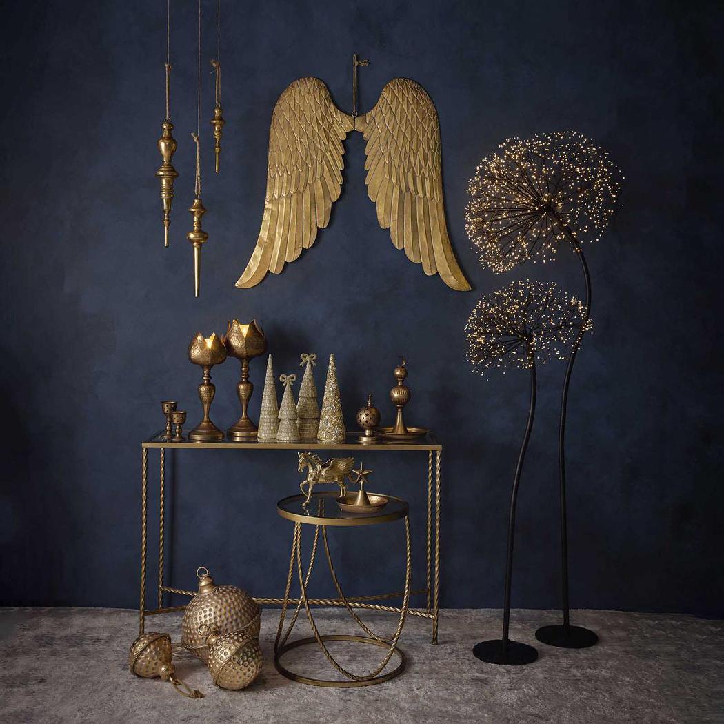 Tiffany Bugle Bead Tiered Cone Tree Large Gold