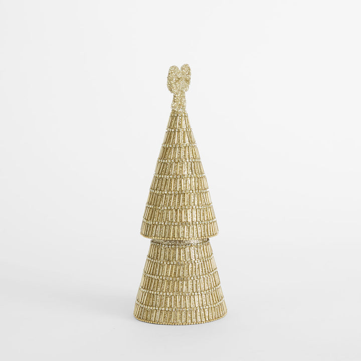 Tiffany Bugle Bead Tiered Cone Tree Small Gold