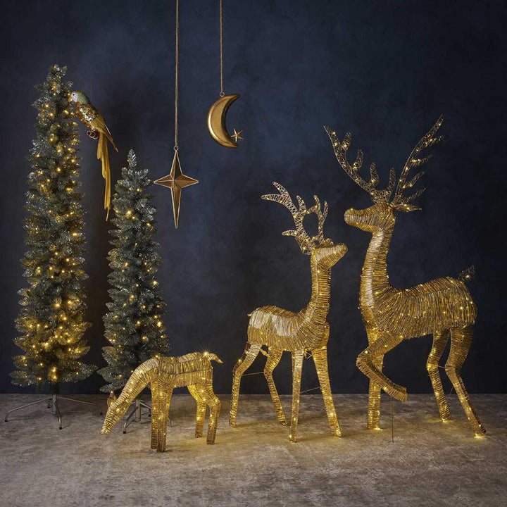 Silver Green Light Up Slim Pencil Tree 210cm with 200 LED with Foot Pedal