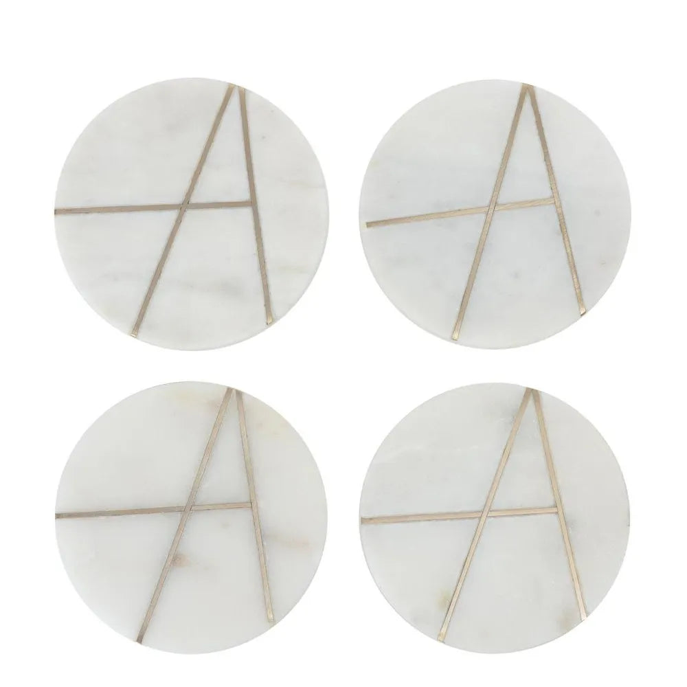 Graze Marble Coaster Round White Inlay