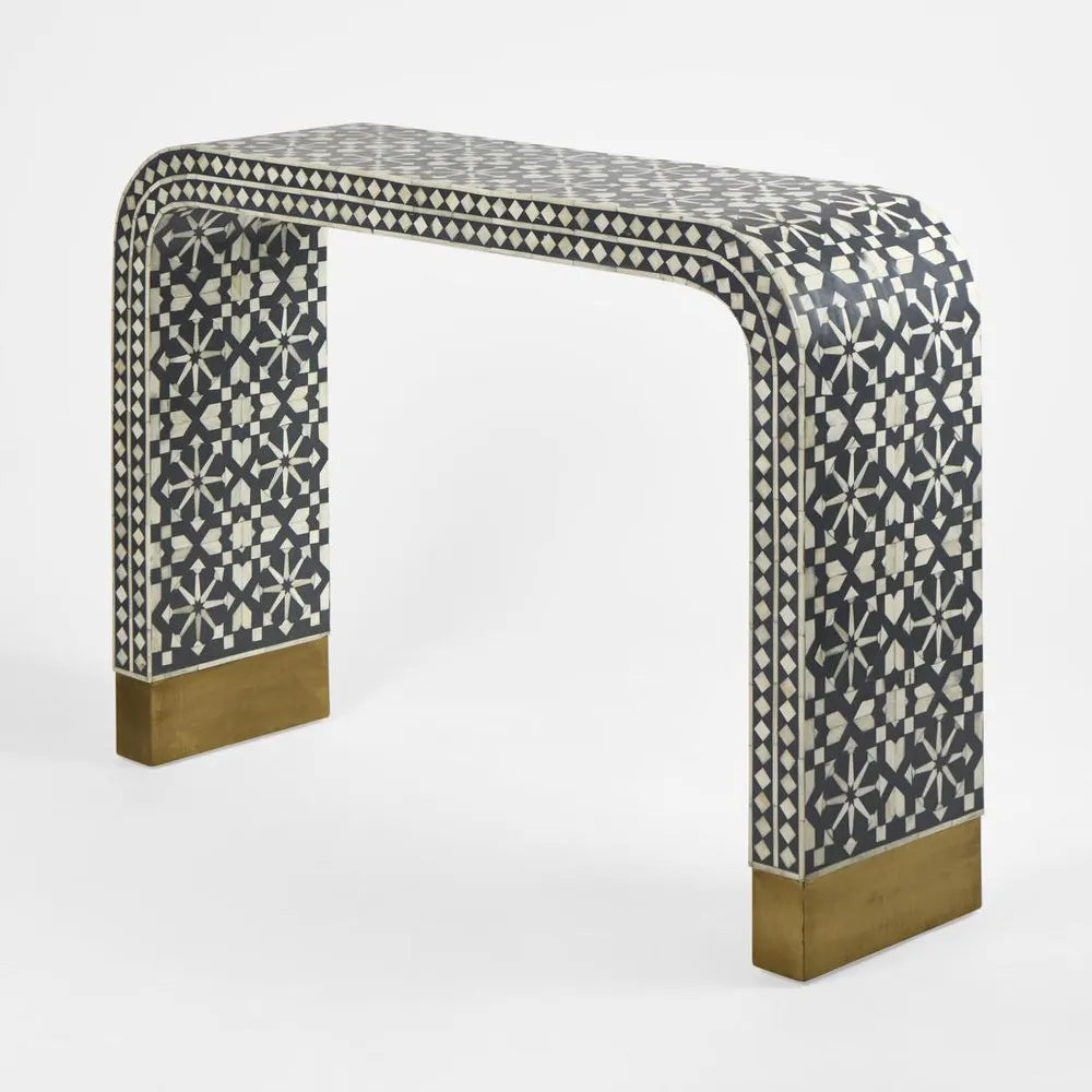 Adina Bone Inlay Console Table Grey/White