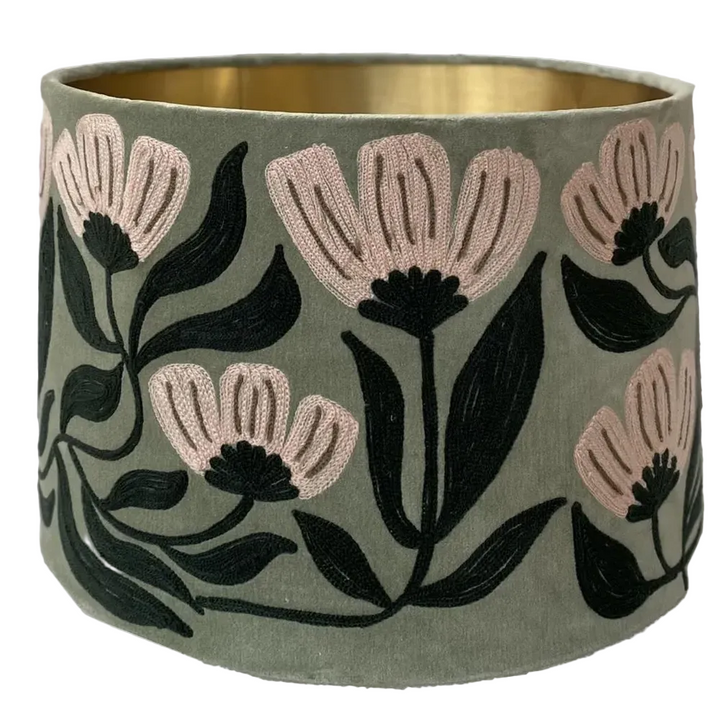 AD Daisy Velvet Drum Shade Sage Green