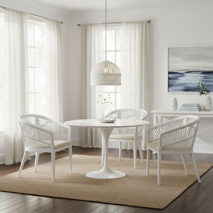 Aurora Round Dining Table Marble White 120cm