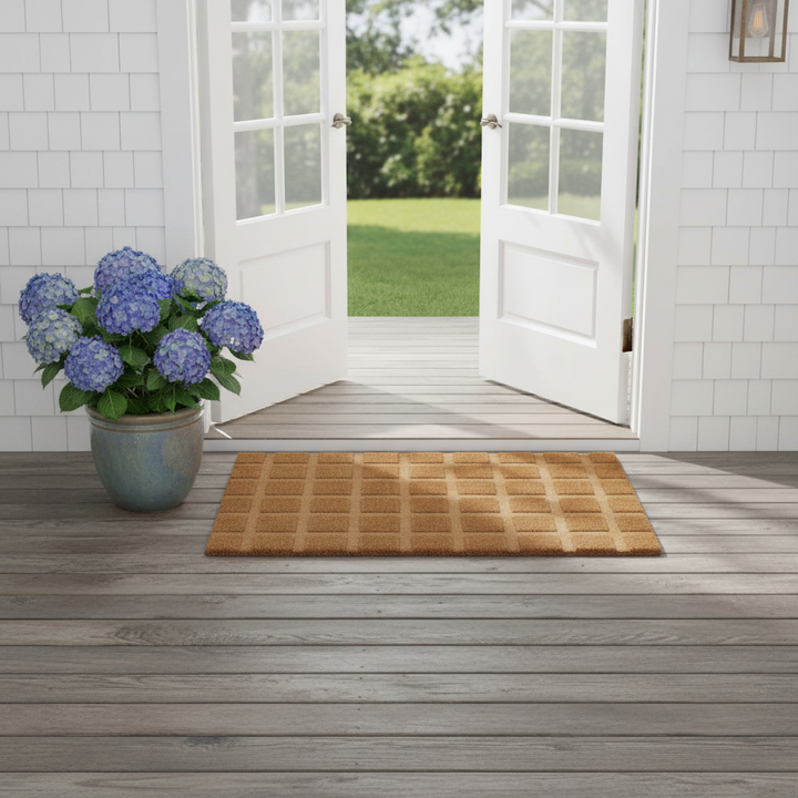 Tiles Coir Doormat with Vinyl Backing Large 60x90