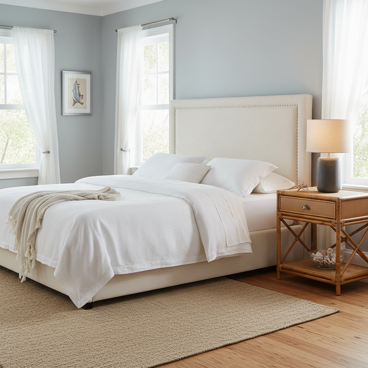 Cayman Rattan Hamptons One Drawer Bedside Table W/Shell Handle