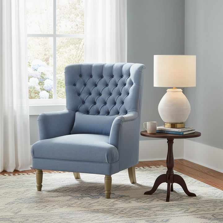 Bayside Hamptons Buttoned Armchair Linen Blend