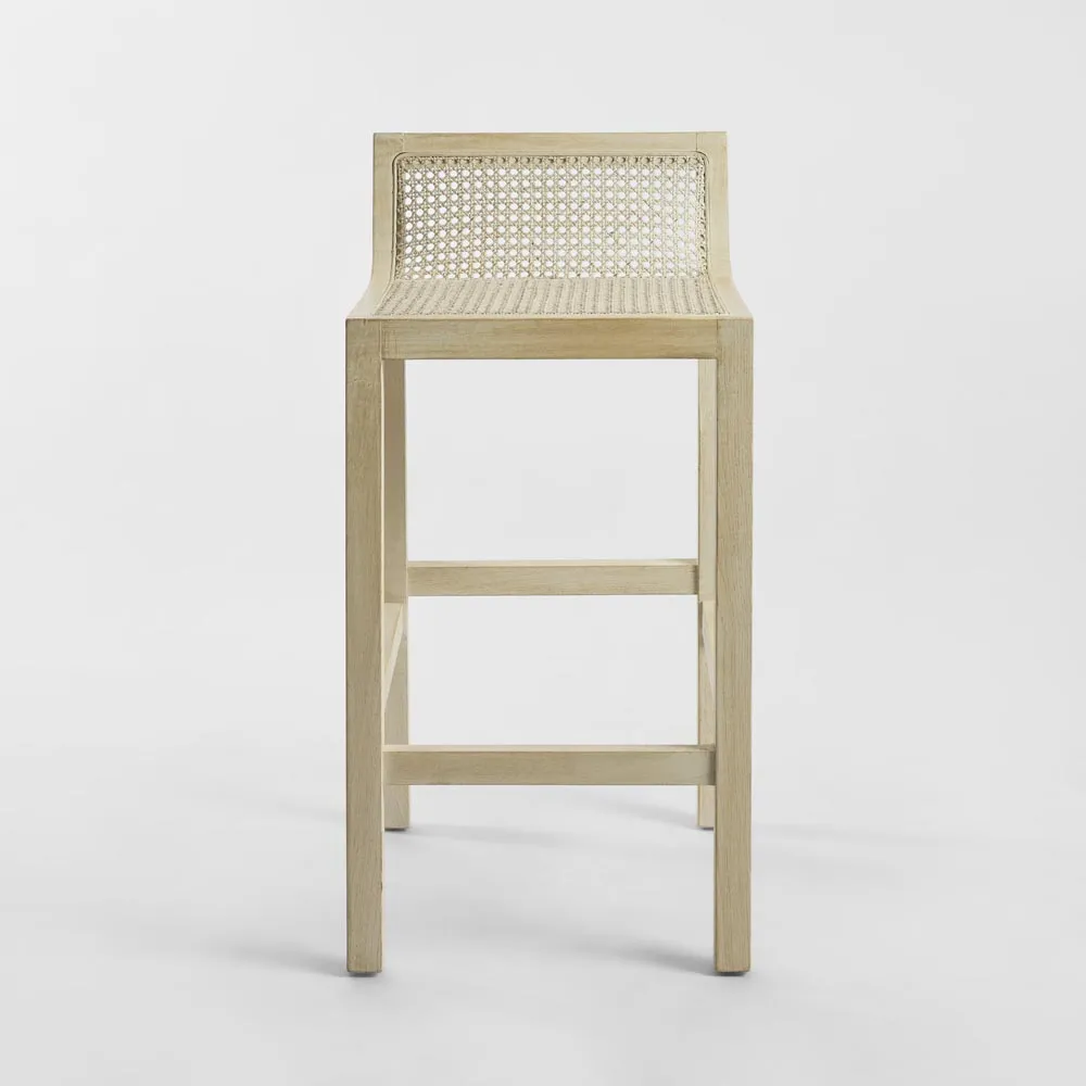 Amalfi Elm Wood and Rattan Barstool Natural