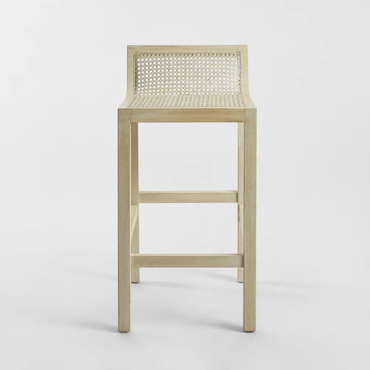 Amalfi Elm Wood and Rattan Barstool Natural