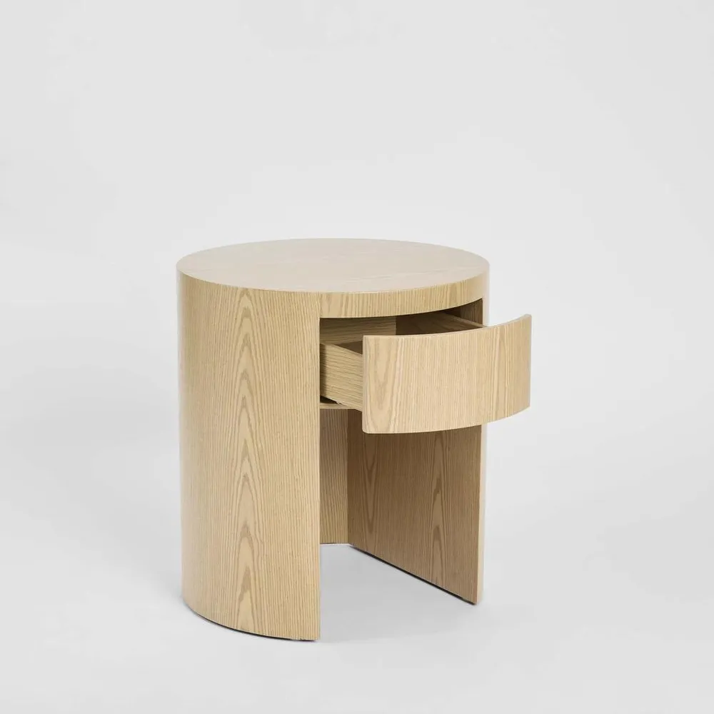 Arc Bedside Light Oak 1 Drawer