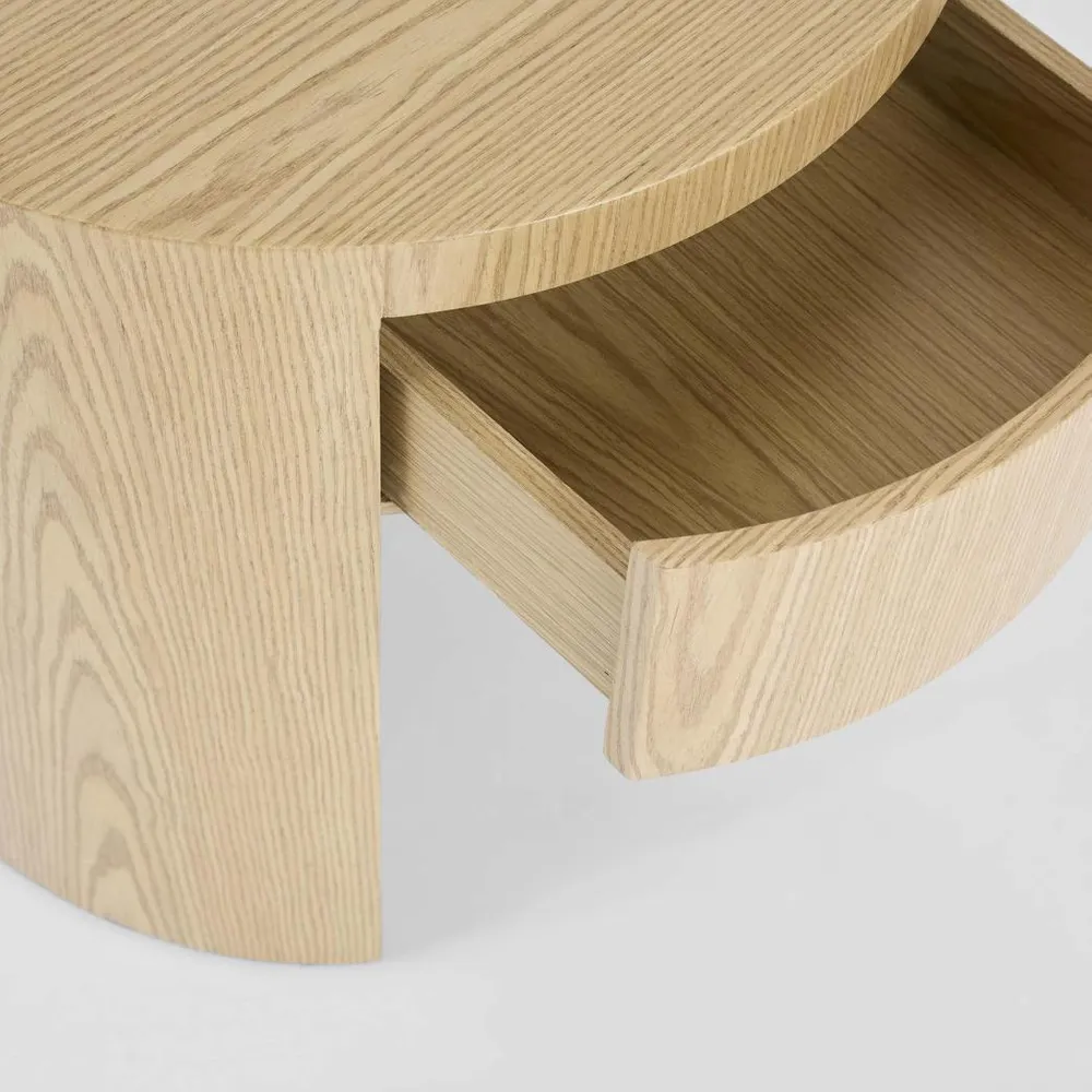 Arc Bedside Light Oak 1 Drawer