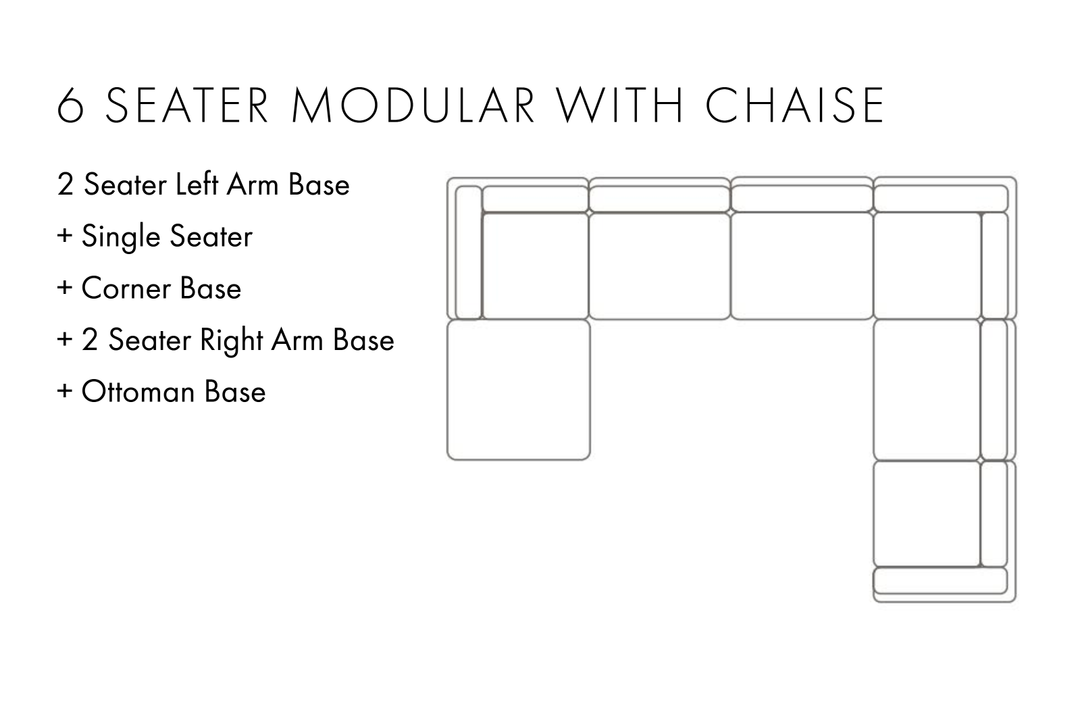 Aura 6 Seater Modular with Chaise Charcoal