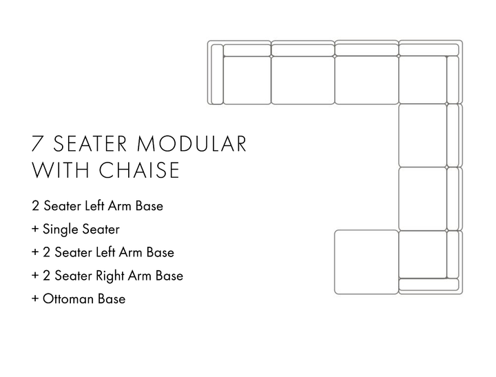 Aura 7 Seater Modular with Chaise - Charcoal
