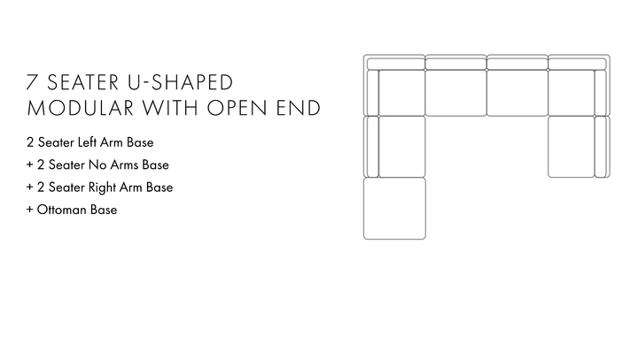 Aura 7 Seater U-Shaped Modular with Open End - White