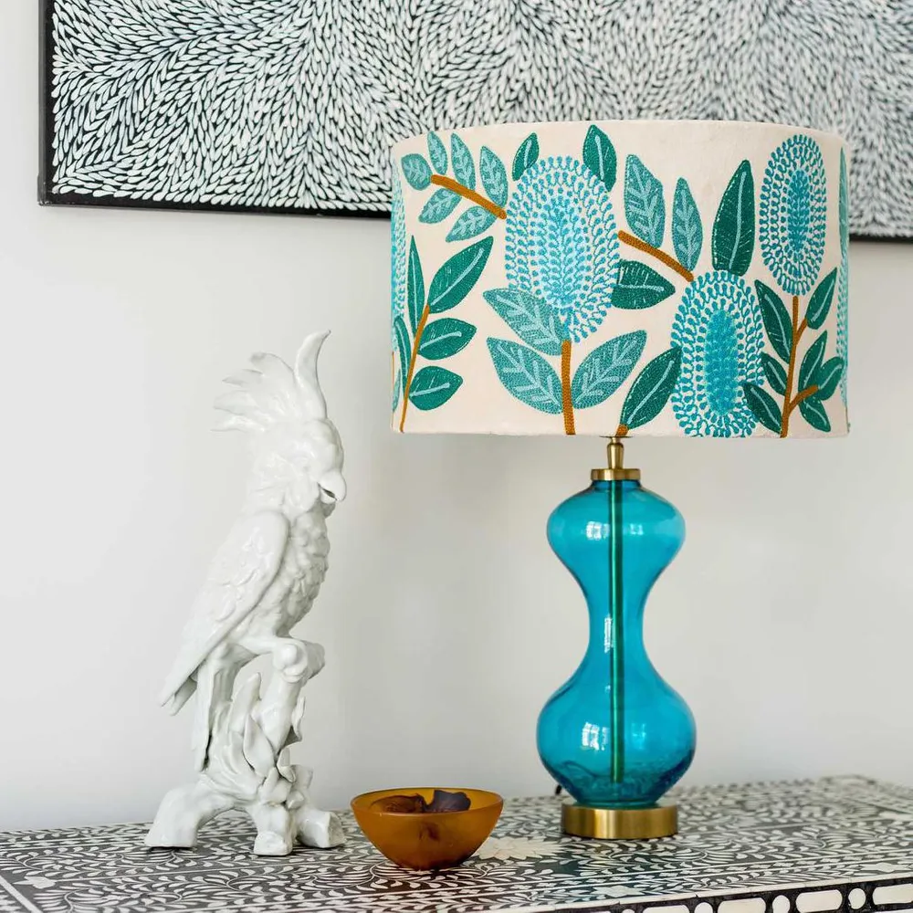 Velvet Drum Shade - Banksia - Turquoise Multi Large