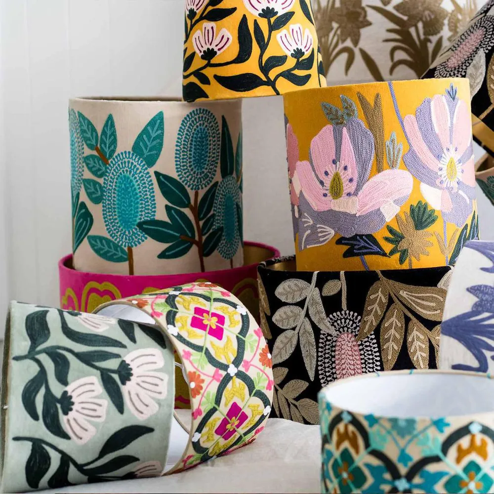 Velvet Drum Shade - Banksia - Turquoise Multi Medium