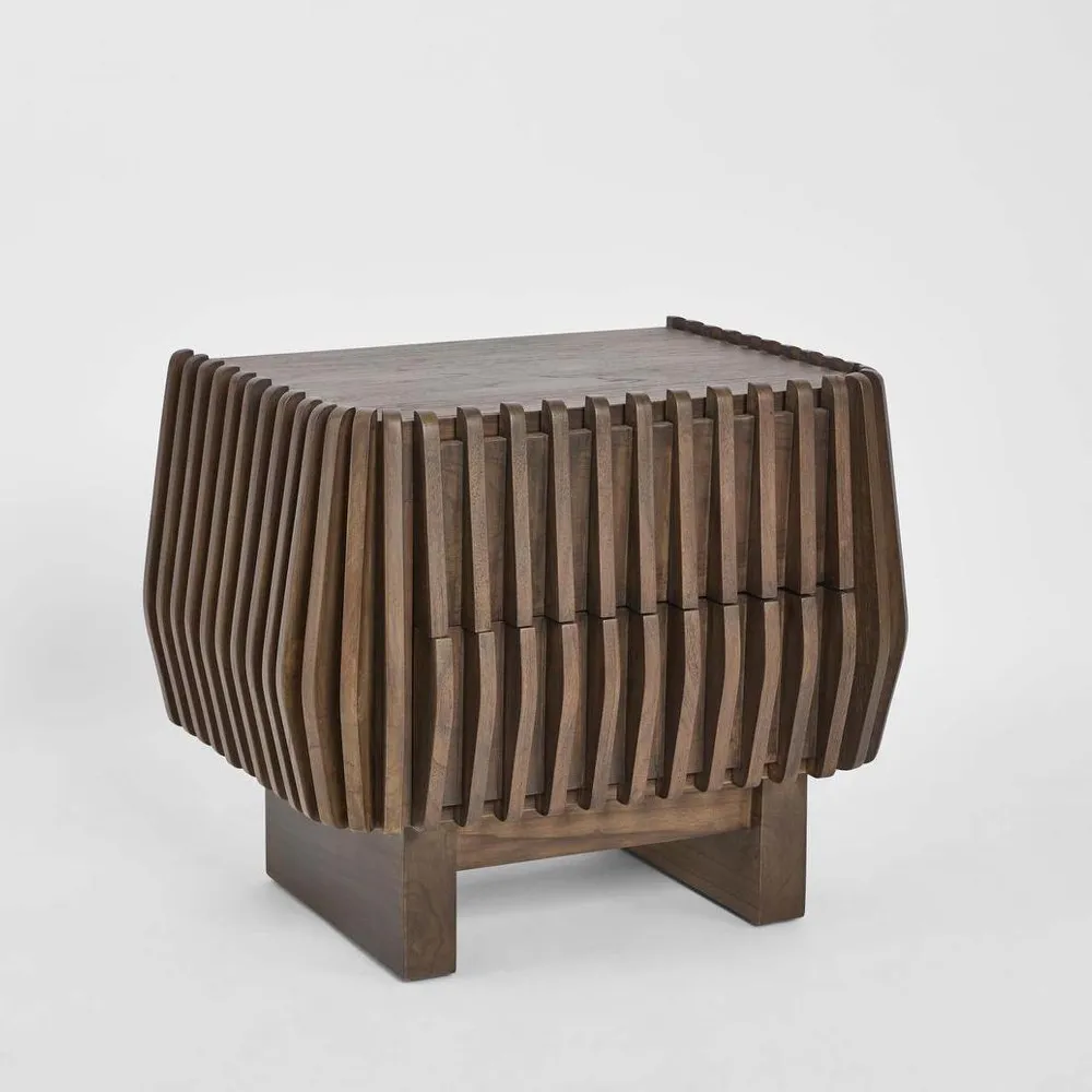 Bow 2 Drawer Bedside Dark Walnut