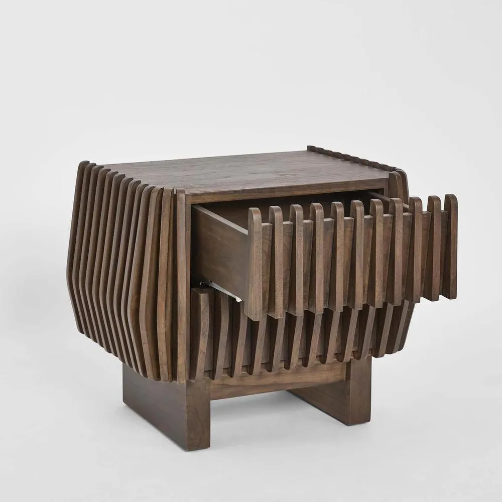 Bow 2 Drawer Bedside Dark Walnut