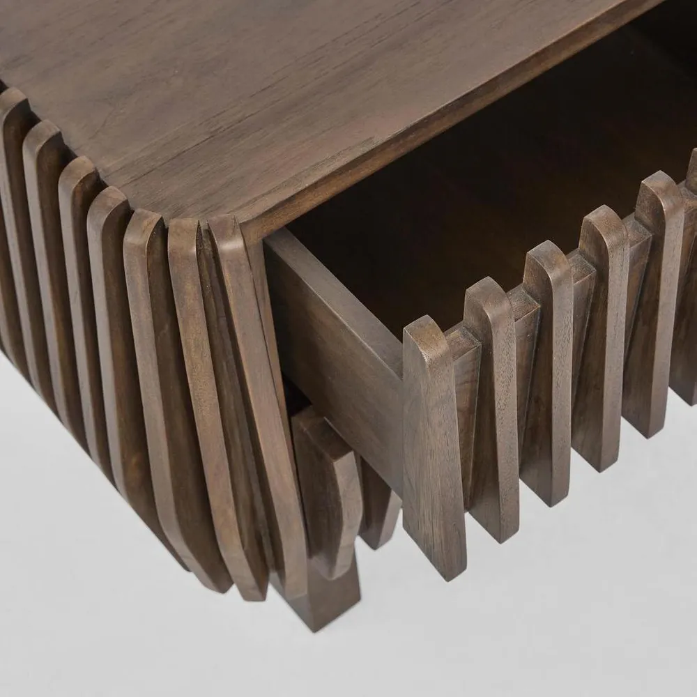 Bow 2 Drawer Bedside Dark Walnut