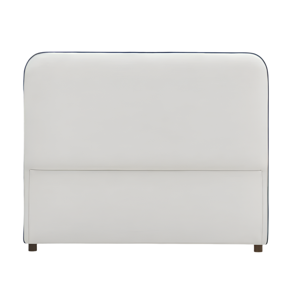 Brighton Bedhead Ivory with Blue Piping