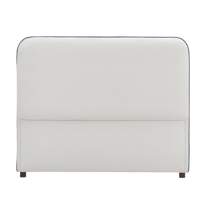 Brighton Bedhead Ivory with Blue Piping