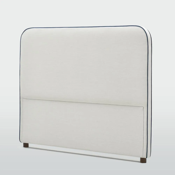 Brighton Bedhead Ivory with Blue Piping