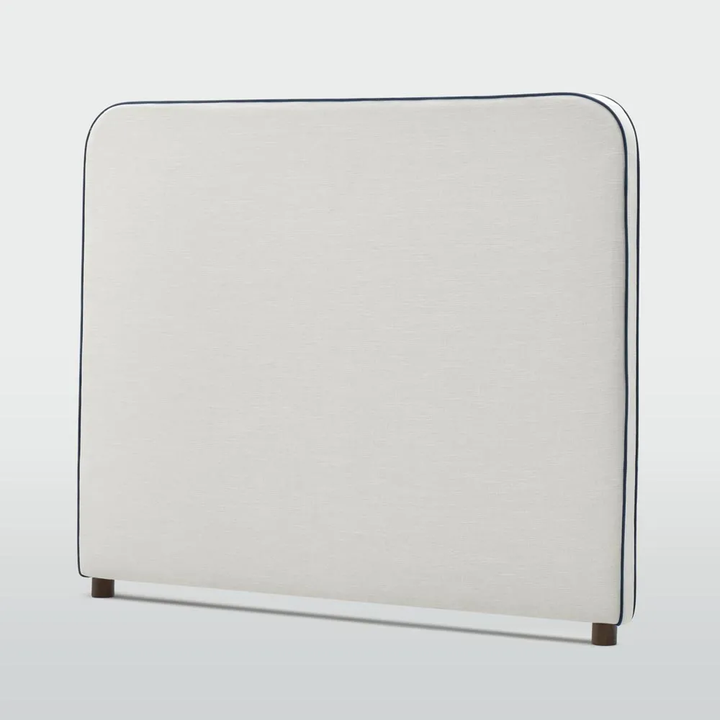 Brighton Bedhead Ivory with Blue Piping