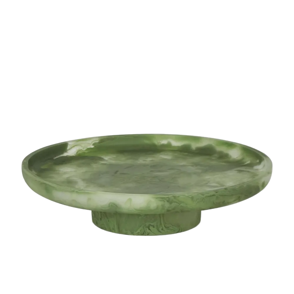 Carson Resin Serving Platter Round on Stand Green