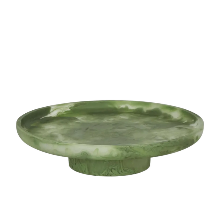 Carson Resin Serving Platter Round on Stand Green