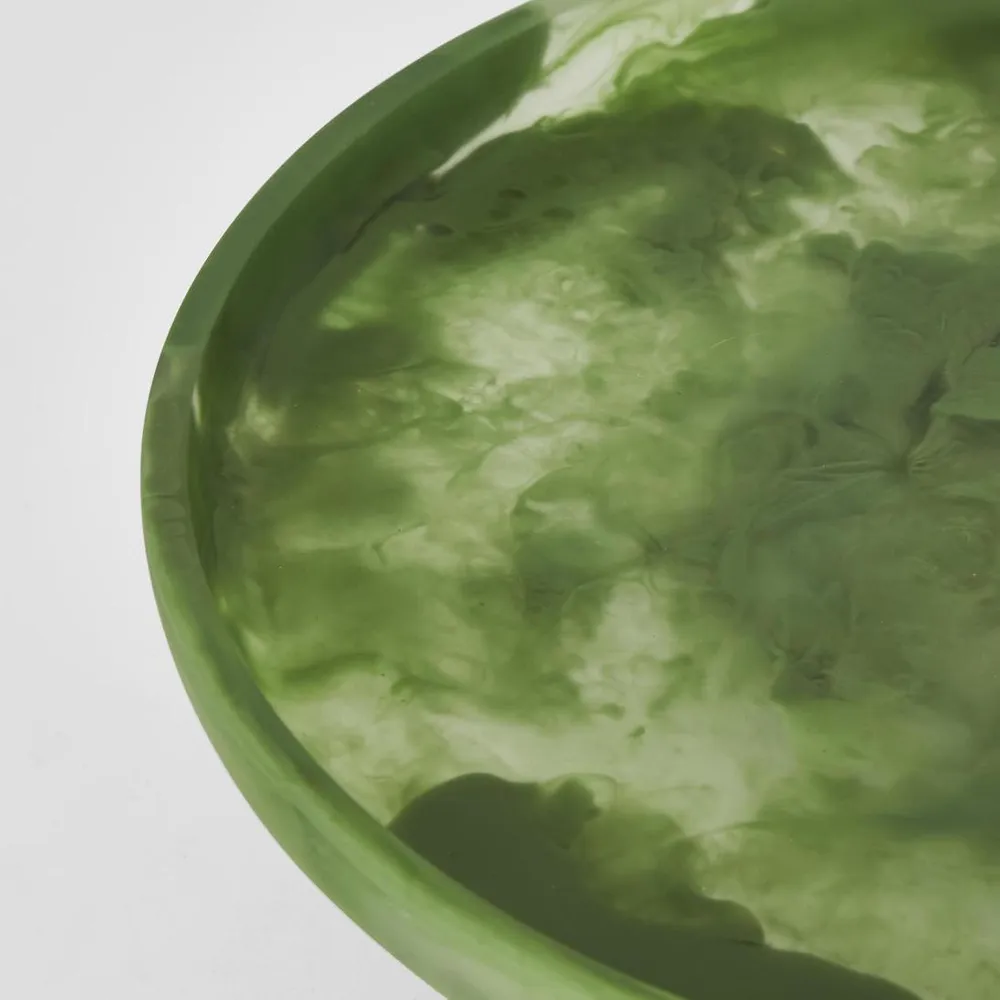 Carson Resin Serving Platter Round on Stand Green
