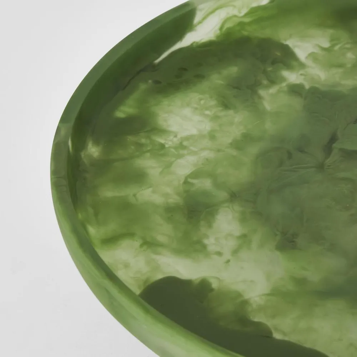Carson Resin Serving Platter Round on Stand Green