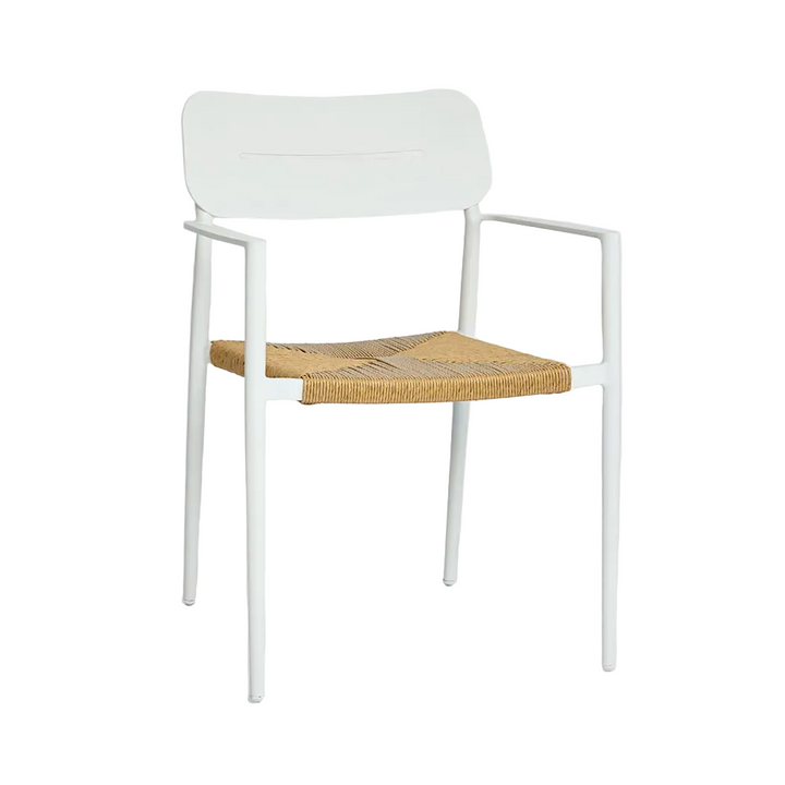 Casper Stackable Dining chair with Arms Black & Natural Weave Outdoor