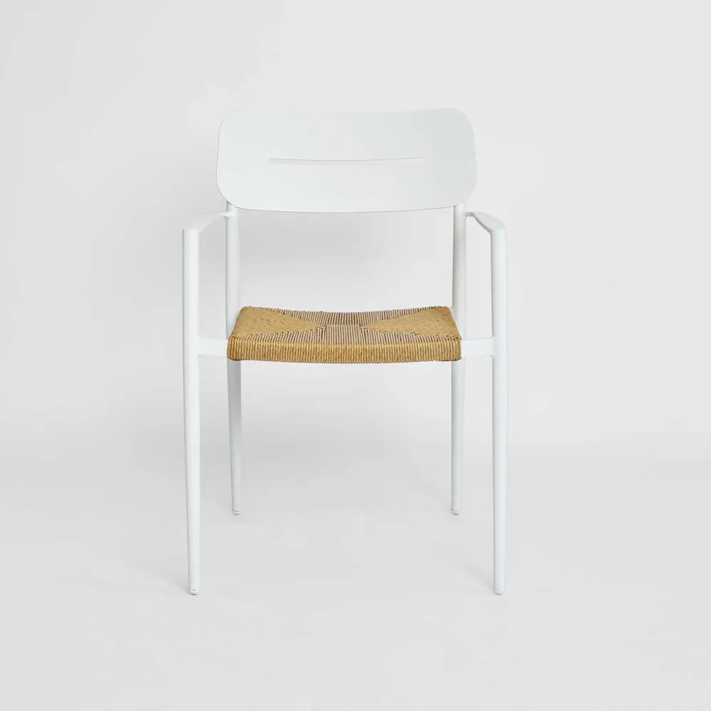 Casper Stackable Dining chair with Arms Black & Natural Weave Outdoor