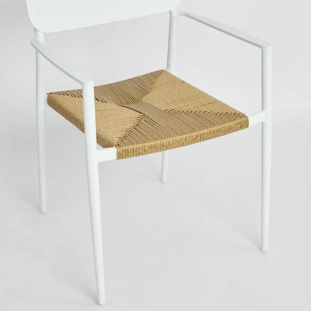 Casper Stackable Dining chair with Arms Black & Natural Weave Outdoor