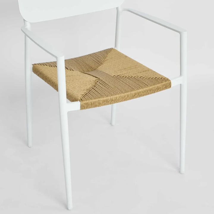 Casper Stackable Dining chair with Arms Black & Natural Weave Outdoor